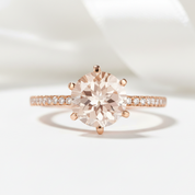 14k Rose Gold Peach Morganite Diamond Option Engagement Ring-Black Diamonds New York
