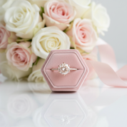 14k Rose Gold Peach Morganite Diamond Option Engagement Ring-Black Diamonds New York
