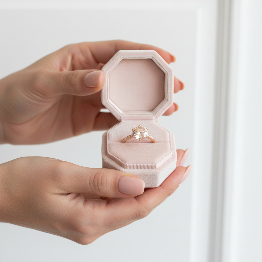 14k Rose Gold Peach Morganite Diamond Option Engagement Ring-Black Diamonds New York