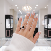 14K Rose Gold Pear Cut Onyx Cocktail Ring-Black Diamonds New York