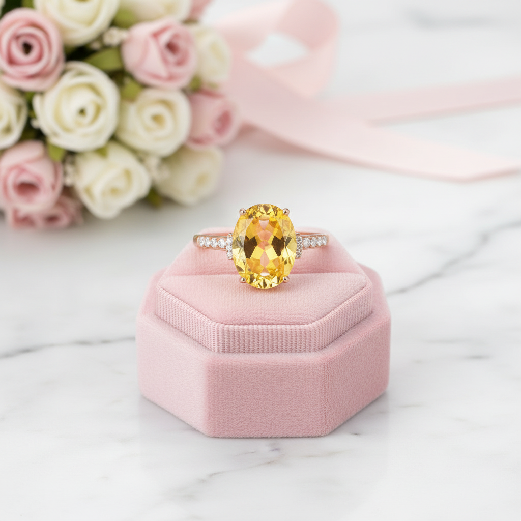 14K Rose Gold Ring 5.2ct Citrine 0.22ct Diamond Option Ring-Black Diamonds New York