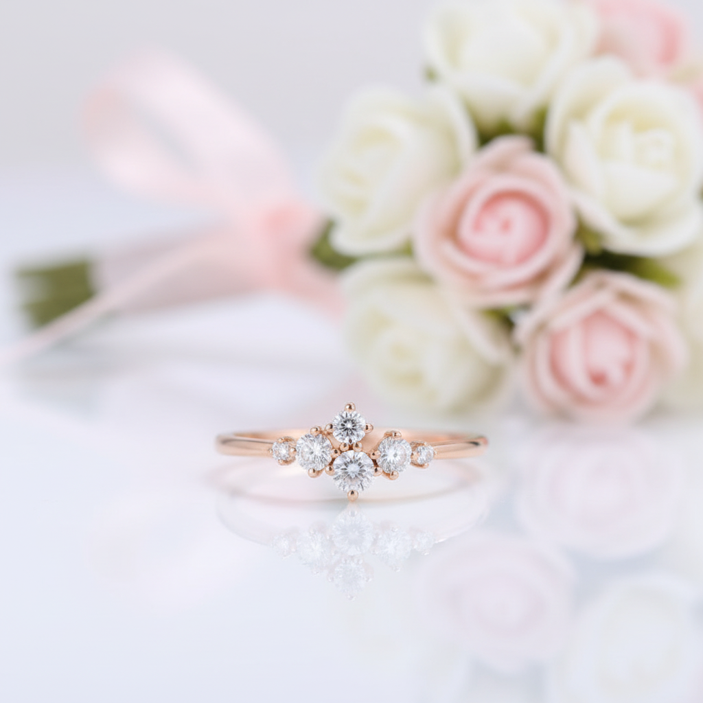 14k Rose Gold Round Cut Diamond Option Stackable Wedding Band-Black Diamonds New York