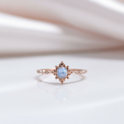 14k Rose Gold Vintage Moonstone Diamond Option Ring-Black Diamonds New York