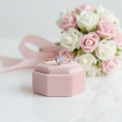 14k Rose Gold Vintage Moonstone Diamond Option Ring-Black Diamonds New York