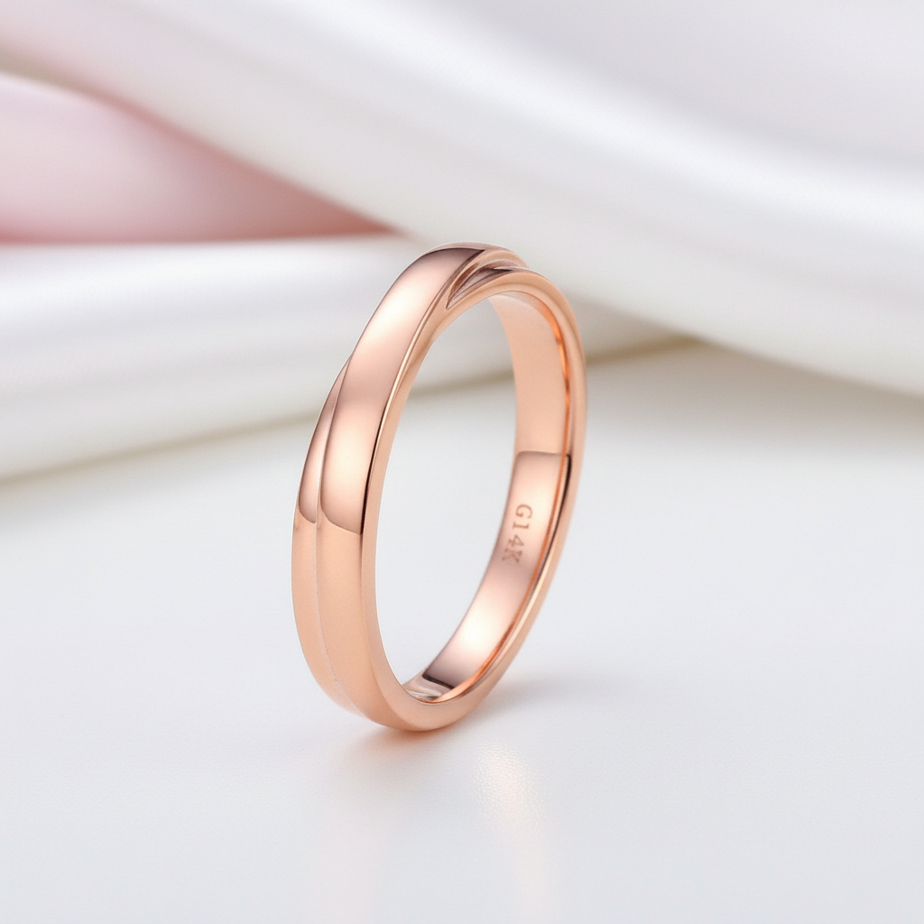 14k Rose Gold Wedding Band Ring-Black Diamonds New York