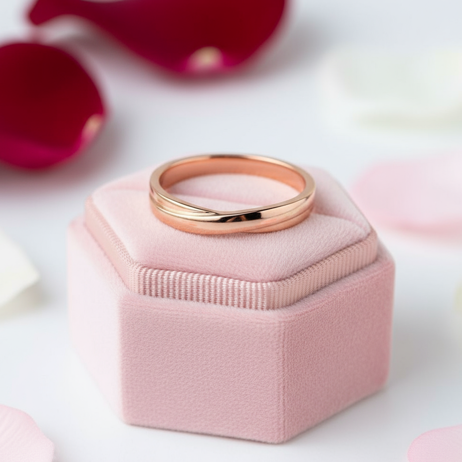 14k Rose Gold Wedding Band Ring-Black Diamonds New York