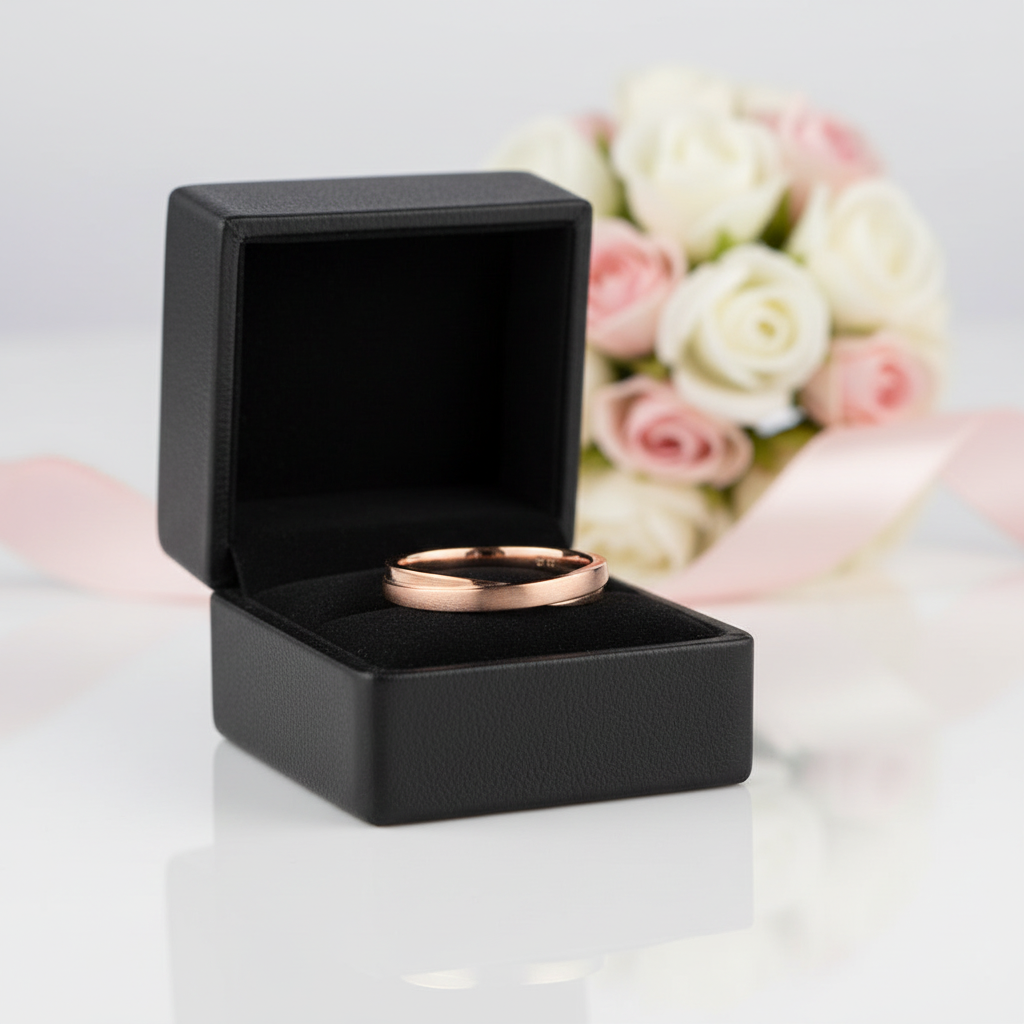 14k Rose Gold Wedding Band Ring-Black Diamonds New York