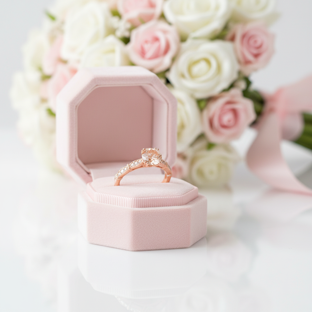 14k Rose Vintage Option Peach Morganite Diamond Option Ring-Black Diamonds New York