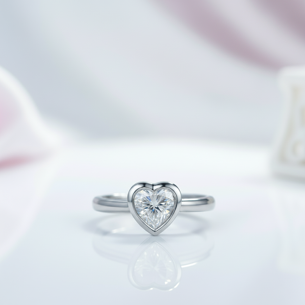 14k Solid Gold Diamond Option Heart Promise Ring-Black Diamonds New York