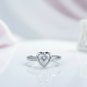 14k Solid Gold Diamond Option Heart Promise Ring-Black Diamonds New York
