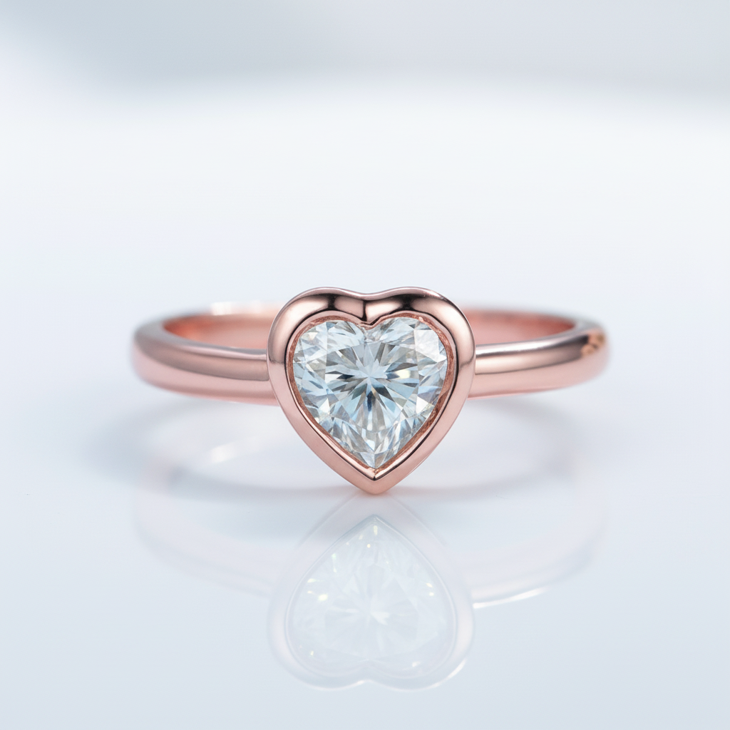 14k Solid Gold Diamond Option Heart Promise Ring-Black Diamonds New York