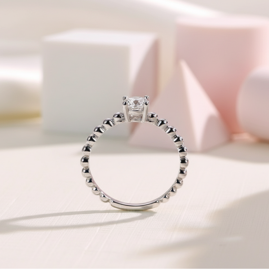 14k Gold 0.5 Ct Round Lab Grown Diamond Engagement Ring-Black Diamonds New York