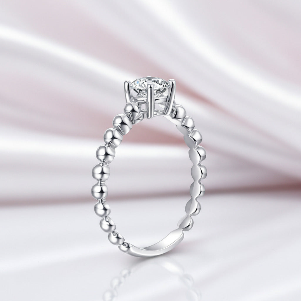 14k Gold 0.5 Ct Round Lab Grown Diamond Option Engagement Ring-Black Diamonds New York