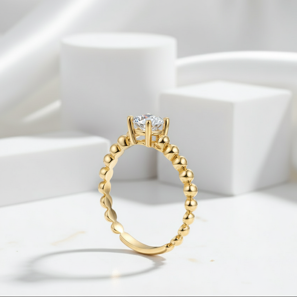 14k Gold 0.5 Ct Round Lab Grown Diamond Engagement Ring-Black Diamonds New York