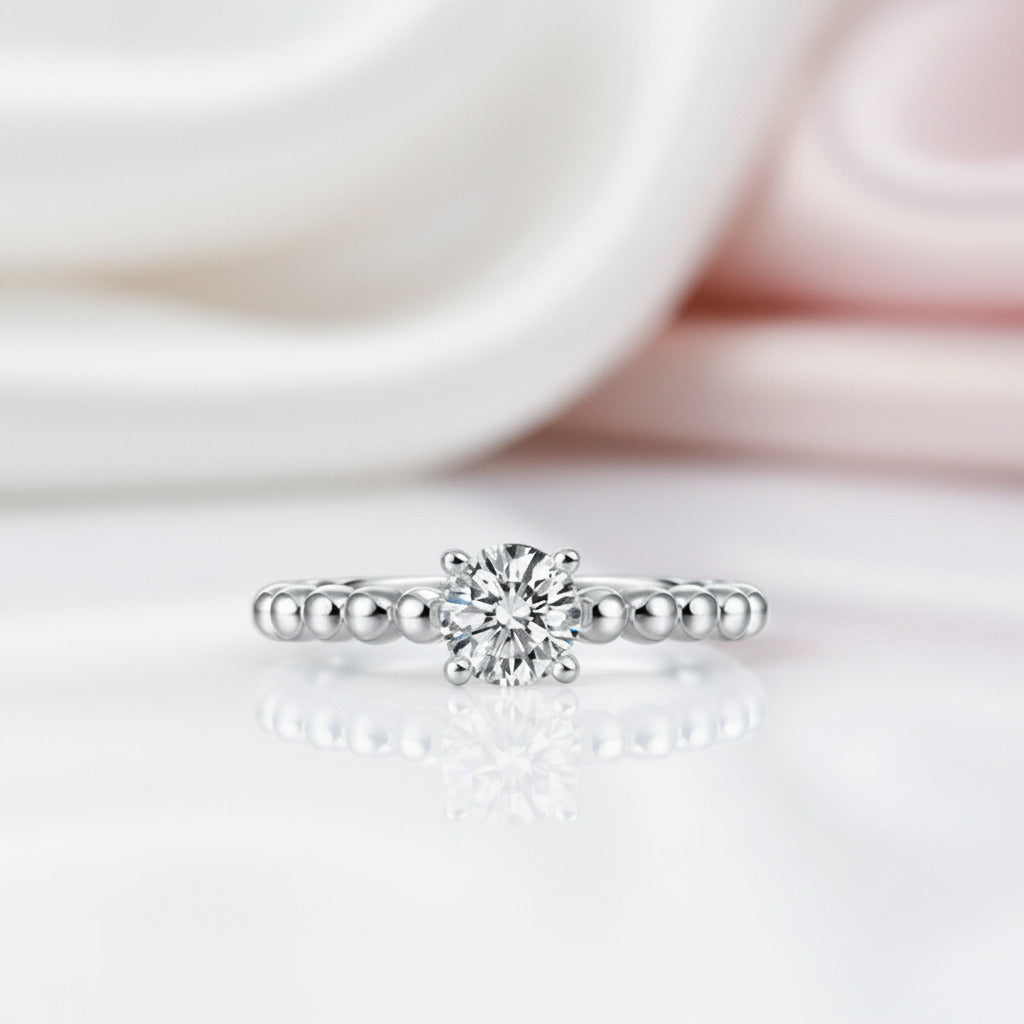 14k Gold 0.5 Ct Round Lab Grown Diamond Option Engagement Ring-Black Diamonds New York