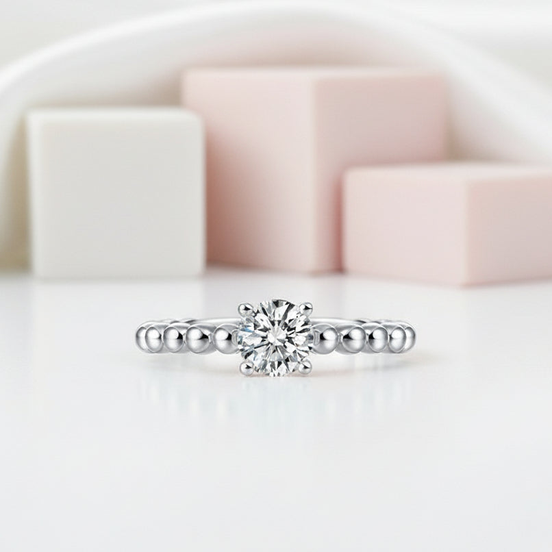 14k Gold 0.5 Ct Round Lab Grown Diamond Engagement Ring-Black Diamonds New York