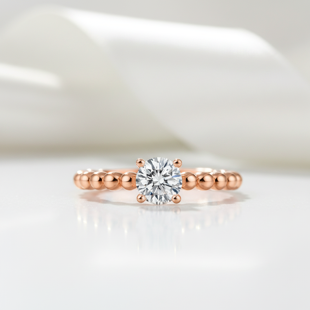 14k Gold 0.5 Ct Round Lab Grown Diamond Option Engagement Ring-Black Diamonds New York