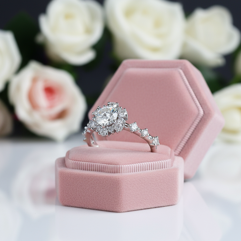 14k White Gold 0.8 Ct Round Cut Diamond Option Engagement Ring-Black Diamonds New York