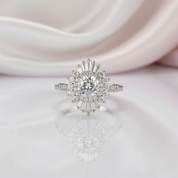 14k White Gold 1.0 Ct Diamond Vintage Baguette Engagement Ring-Black Diamonds New York