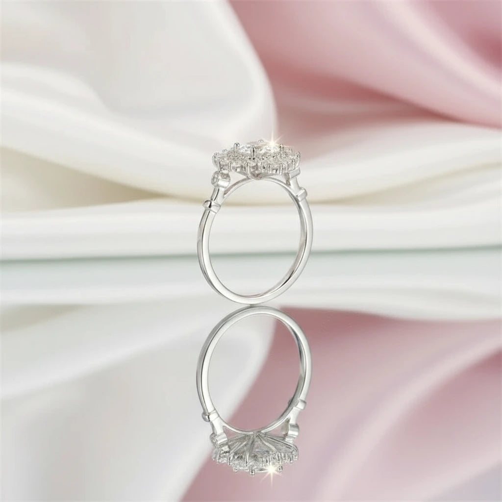 14k White Gold 1.0 Ct Diamond Vintage Baguette Engagement Ring-Black Diamonds New York