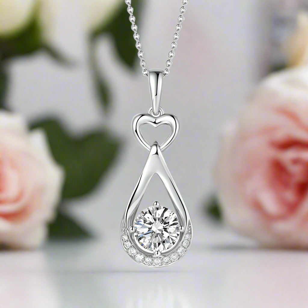14k White Gold 1.0 Ct Lab Grown Diamond Pendant Necklace-Black Diamonds New York