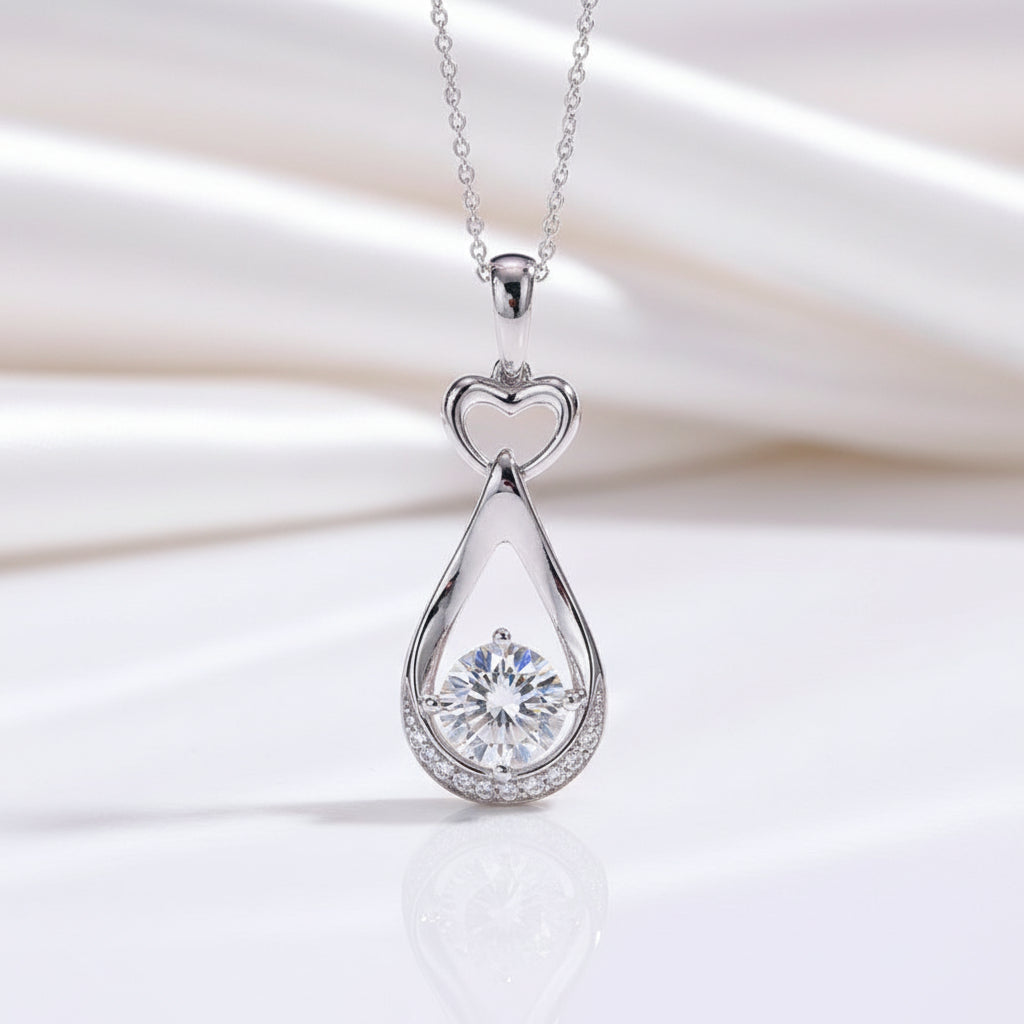 14k White Gold 1.0 Ct Lab Grown Diamond Option Pendant Necklace-Black Diamonds New York