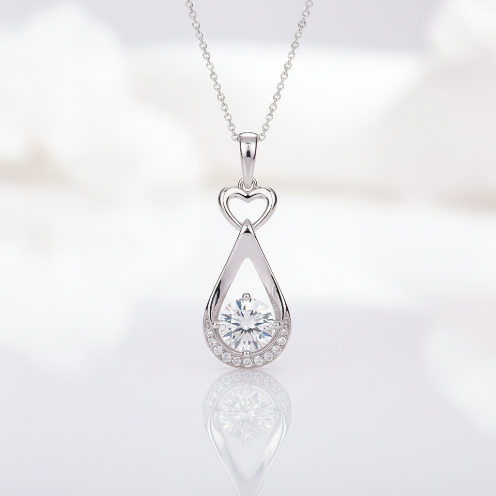 14k White Gold 1.0 Ct Lab Grown Diamond Option Pendant Necklace-Black Diamonds New York