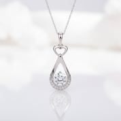 14k White Gold 1.0 Ct Lab Grown Diamond Option Pendant Necklace-Black Diamonds New York