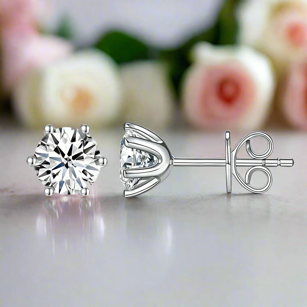 14k White Gold 1.0 Ct Lab Grown Diamond Option Stud Earrings-Black Diamonds New York