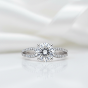 14k White Gold 1.0 Ct Round Diamond Option Engagement Ring-Black Diamonds New York