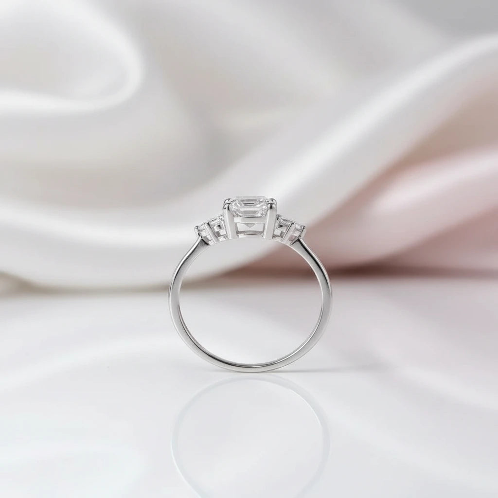 14k White Gold 1.1 Ct Round Cut CVD Lab Diamond Option Engagement Ring-Black Diamonds New York