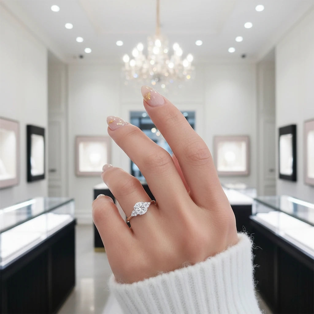 14k White Gold 1.1 Ct Round Cut CVD Lab Diamond Option Engagement Ring-Black Diamonds New York