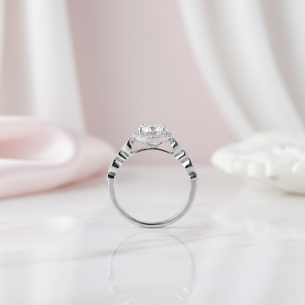 14k White Gold 1.2 Ct Round Cut Diamond Option VVS1 Halo Engagement Ring-Black Diamonds New York