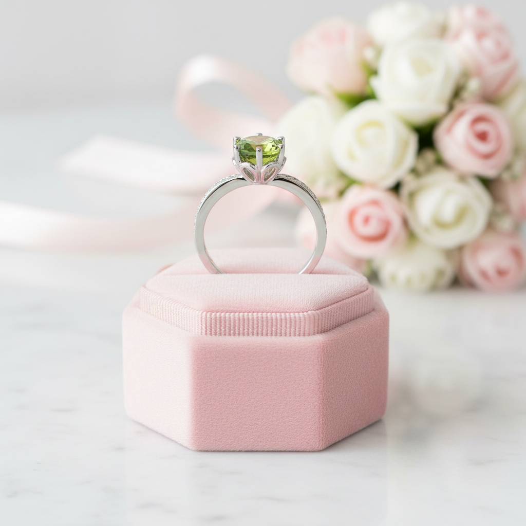 14k White Gold 1.4ct Peridot Diamond Option Ring-Black Diamonds New York