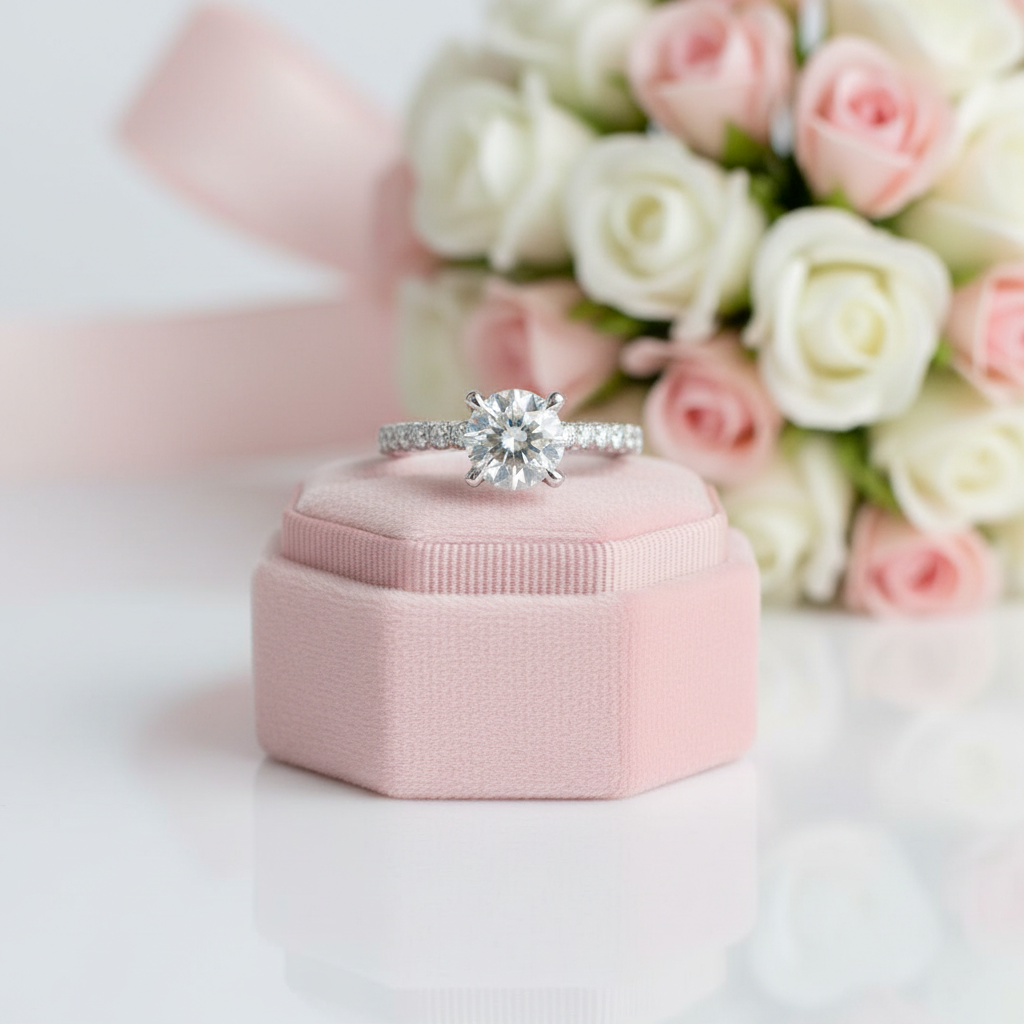 14k White Gold 1.5ct 7.5mm Diamond Side Stone Engagement Ring-Black Diamonds New York