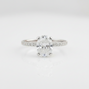 14k White Gold 1.5 Ct Oval Cut Diamond Option Halo Engagement Ring-Black Diamonds New York