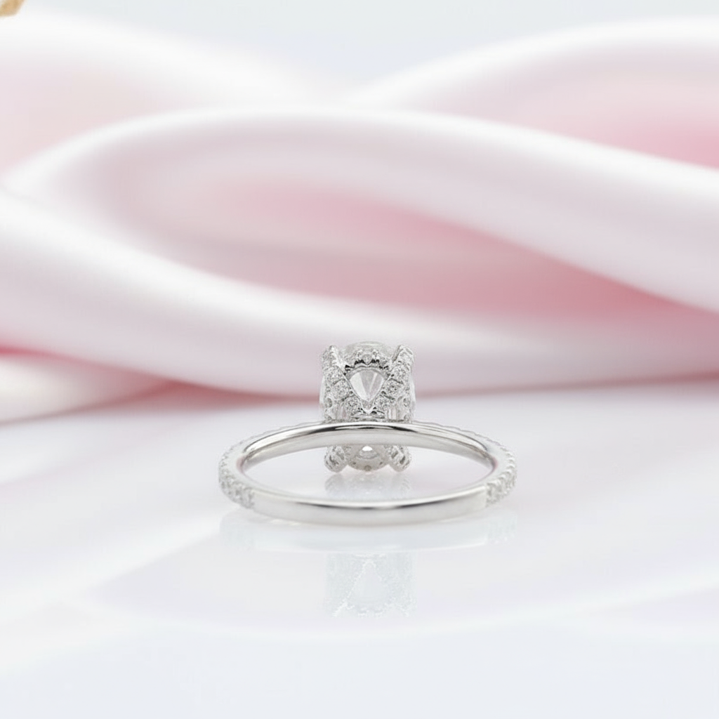 14k White Gold 1.5 Ct Oval Cut Diamond Option Halo Engagement Ring-Black Diamonds New York