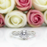 14k White Gold 1.0 Ct 6.5mm Diamond Engagement Ring-Black Diamonds New York