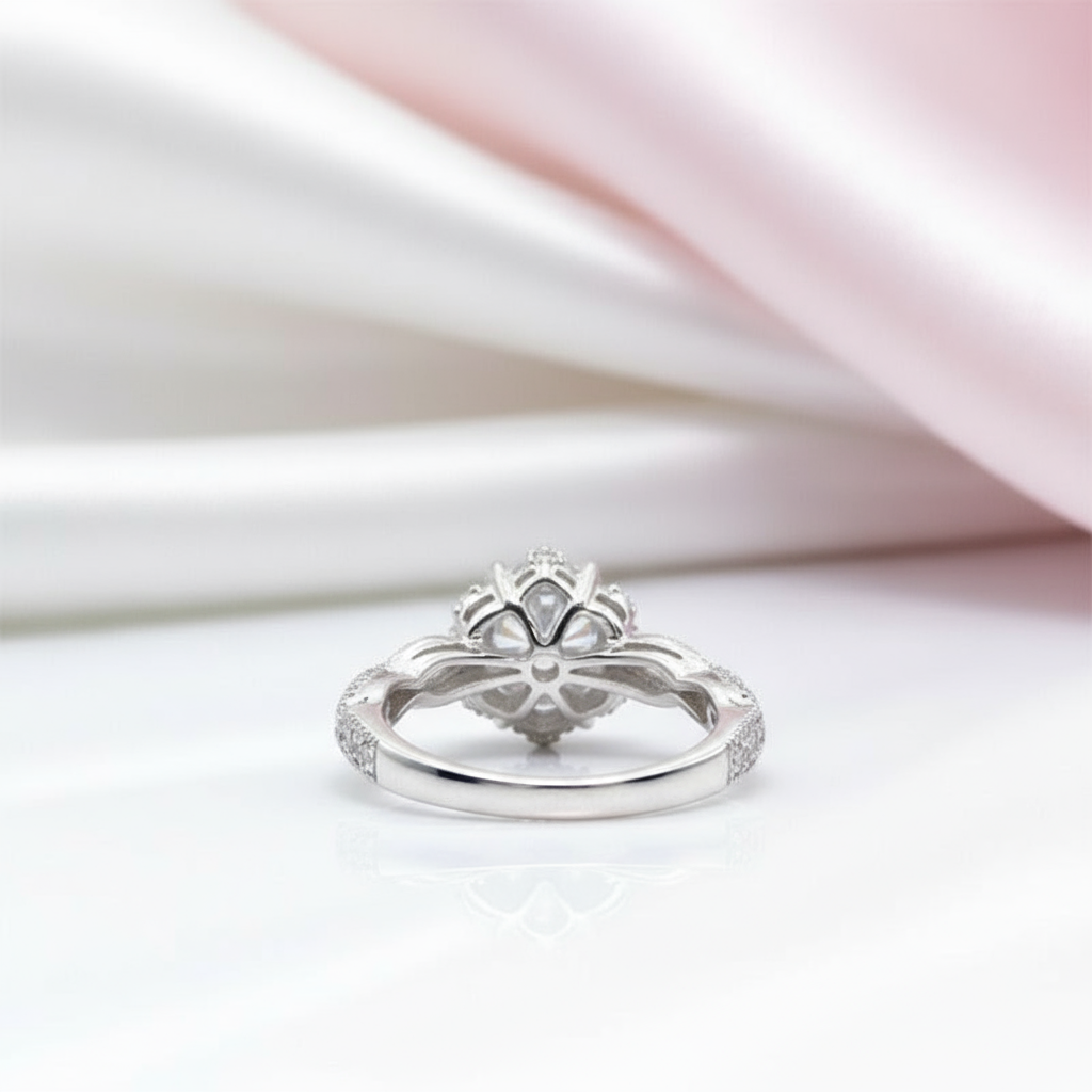 14k White Gold 1.0 Ct 6.5mm Diamond Option Engagement Ring-Black Diamonds New York