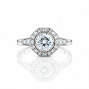 14k White Gold 1ct 6.5mm Diamond Option Engagement Ring-Black Diamonds New York