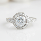 14k White Gold 1ct 6.5mm Diamond Option Engagement Ring-Black Diamonds New York