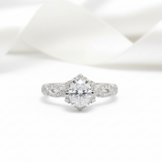 14k White Gold 1.0 Ct 6.5mm Diamond Option Engagement Ring-Black Diamonds New York