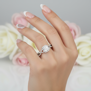 14k White Gold 1.0 Ct Cushion Cut Diamond Halo Twist Band Engagement Ring-Black Diamonds New York