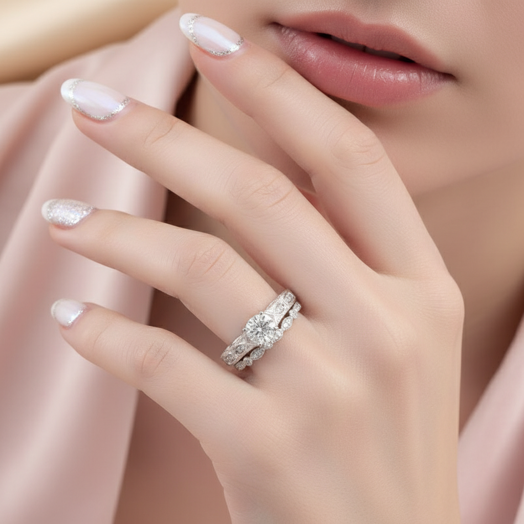 14k White Gold 1ct DEF Color Diamond Engagement Ring-Black Diamonds New York