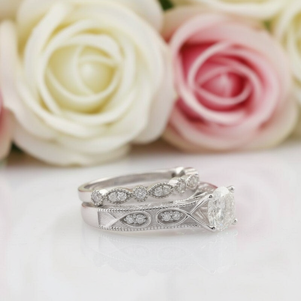 14k White Gold 1ct DEF Color Diamond Engagement Ring-Black Diamonds New York