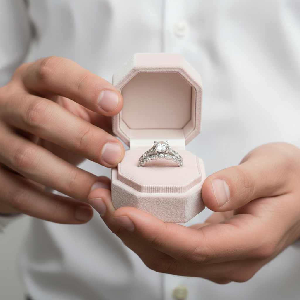 14k White Gold 1ct D Color Diamond Option Engagement Ring-Black Diamonds New York