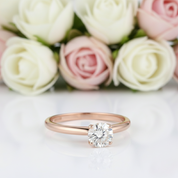 14k White Gold 1ct Diamond 6 Prong Solitaire Engagement Ring-Black Diamonds New York