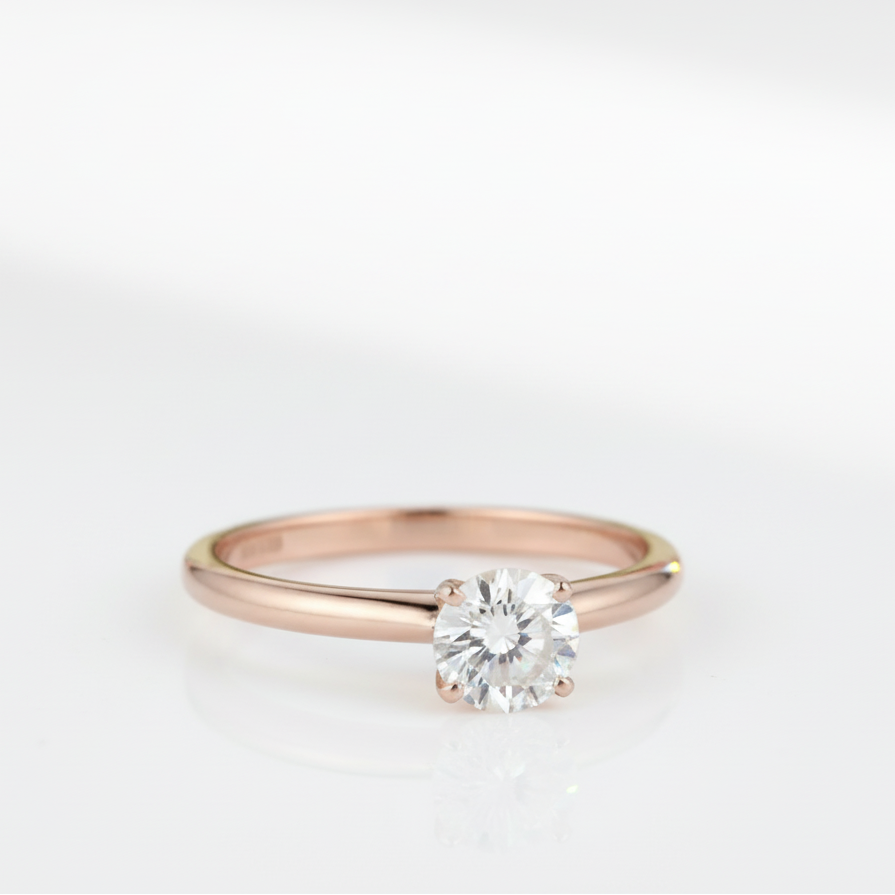 14k White Gold 1ct Diamond Option 6 Prong Solitaire Engagement Ring-Black Diamonds New York