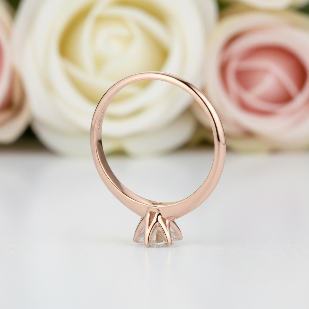 14k White Gold 1ct Diamond 6 Prong Solitaire Engagement Ring-Black Diamonds New York