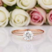 14k White Gold 1ct Diamond 6 Prong Solitaire Engagement Ring-Black Diamonds New York